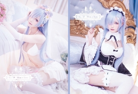 White Swimsuit Bikini Maid Suit Rem： A Different World Starting from Re Zero Cosplay002