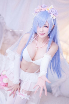 White Swimsuit Bikini Maid Suit Rem： A Different World Starting from Re Zero Cosplay007