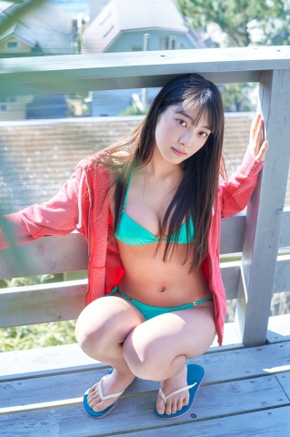 Rumika Fukuda ”16 pieces Best High School Girl Vol2 White Swimsuit Green Bikini 002