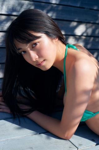 Rumika Fukuda ”16 pieces Best High School Girl Vol2 White Swimsuit Green Bikini 005