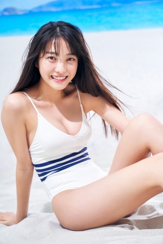 Rumika Fukuda ”16 pieces Best High School Girl Vol2 White Swimsuit Green Bikini 007