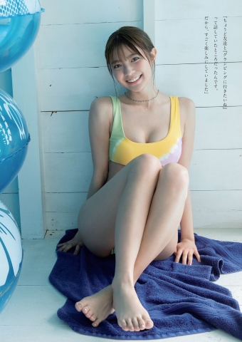 Asuka Kawazu Camping swimsuit gravure003