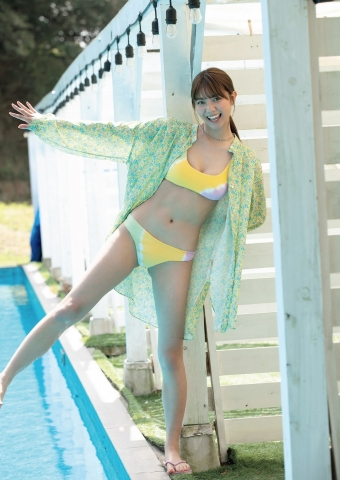 Asuka Kawazu Camping swimsuit gravure004