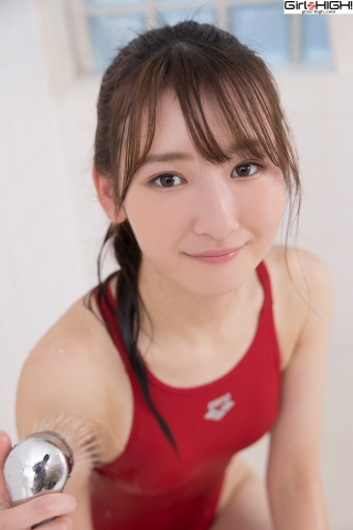 Asami Kondo Red Swimming Race Swimsuit Images033