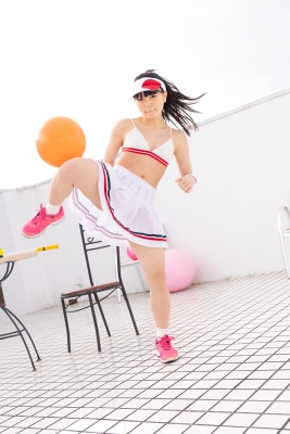 Hinako Tamaki White Swimsuit Tennis Girl011