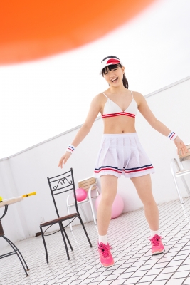 Hinako Tamaki White Swimsuit Tennis Girl010