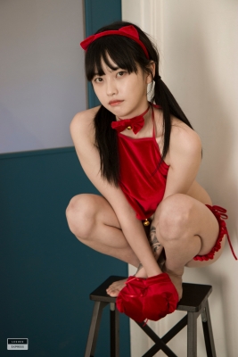 Red string bikini Korean girl040