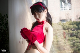 Red string bikini Korean girl023