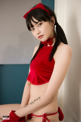 Red string bikini Korean girl043