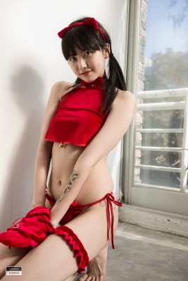 Red string bikini Korean girl044