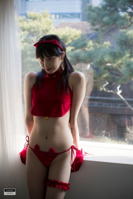 Red string bikini Korean girl045