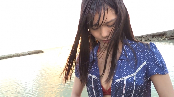 Nanami Sakira Healthy Red Swimsuit Bikini Fireworks Sunset Sea Beach003