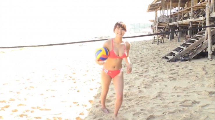 Ikumi Hisamatsu Beach volleyball in pink bikini054