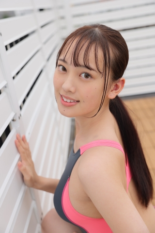 Sarina Kashiwagi swimming suit arena pink gray high cut006