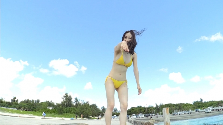 Aima Ito Yellow Bikini Beach066